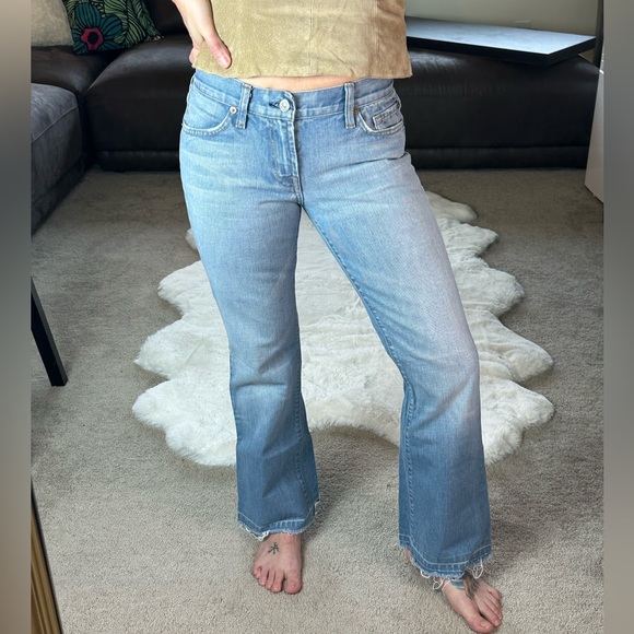 ⚡️Rad Vintage Y2K 7 For All Mankind Light Blue Denim Wash Distressed Flare Jeans - Picture 13 of 13